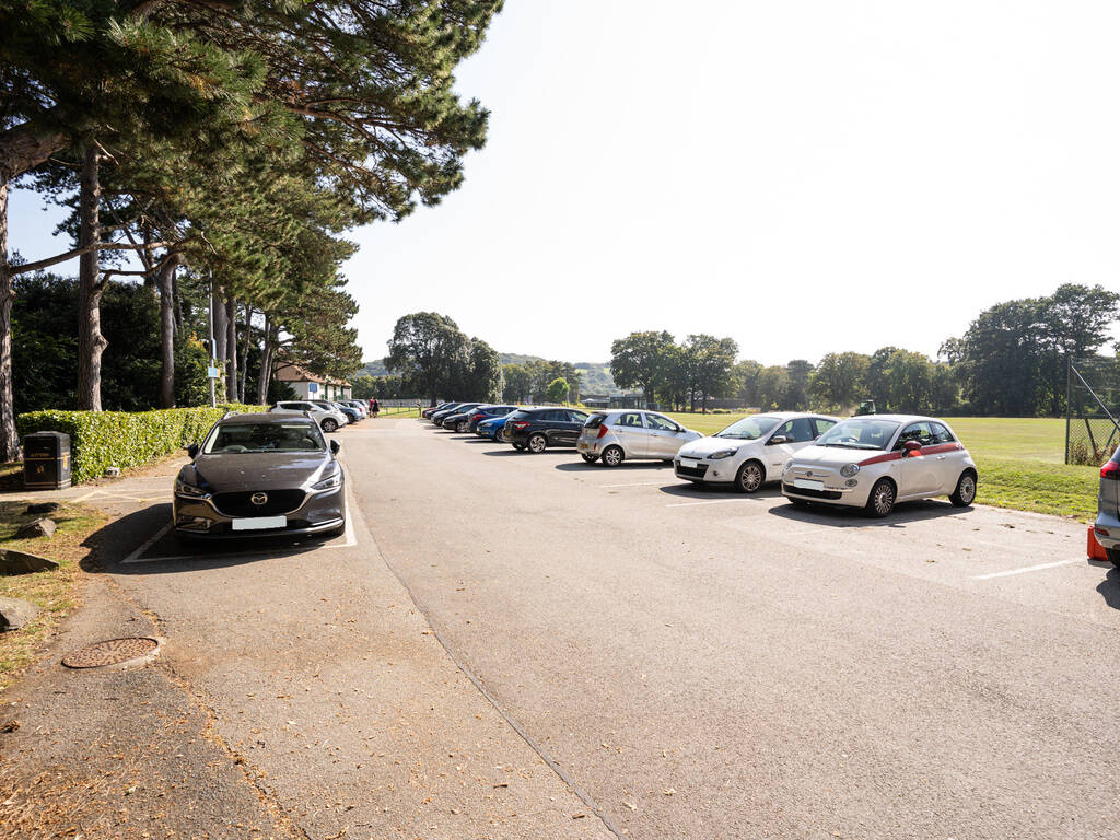 Visitors car park at Bodlondeb with Conwy Culture Centre just visible across the park